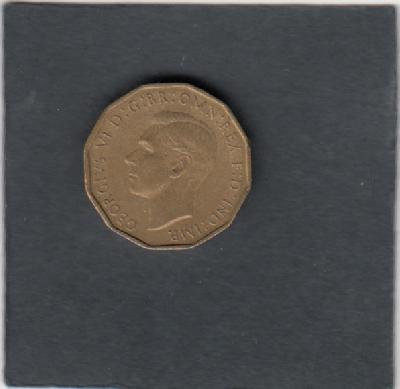 Beschrijving: 3 Pence  GEORGIUS VI